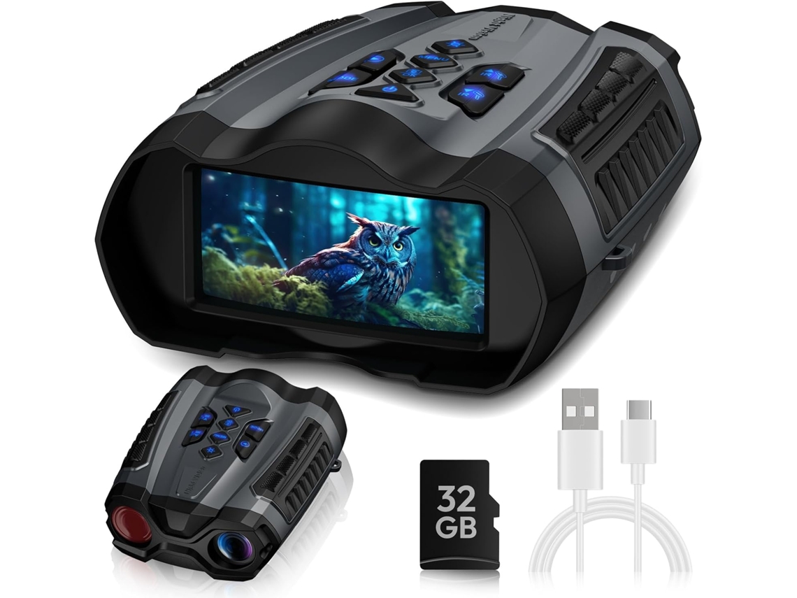 Gafas de visión nocturna, binoculares 4K con cámara, pantalla HD de 3,5" y tarjeta TF de 32 GB, Chronus de visión nocturna de 9 velocidades (negro)