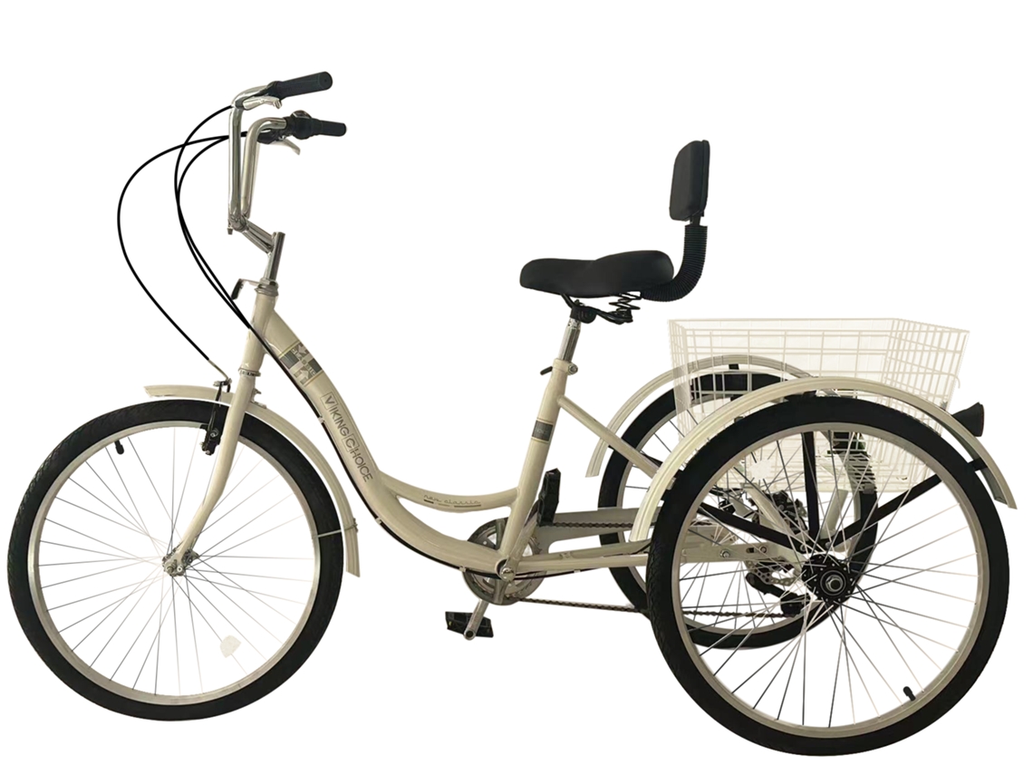 Triciclo para adultos B.active de 7 velocidades con cesta blanca