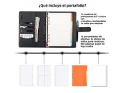 Funda para cuaderno de hojas sueltas de piel sintética, tamaño A5, para proyectos de bricolaje, con 80 páginas interiores, color negro.