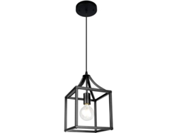 Lámpara Colgante De Metal Negro Con Diseño De Una Sola Bombilla, Adecuada