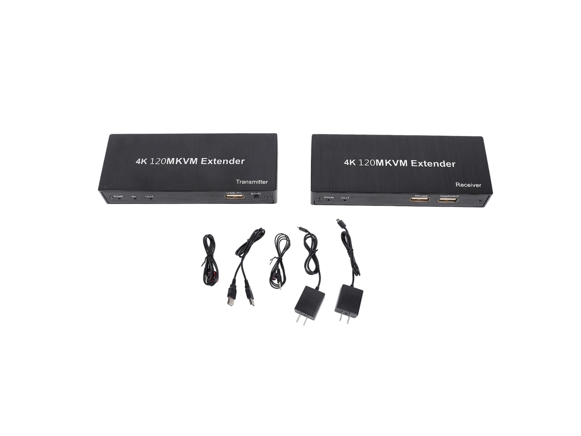 Extensor Kvm Usb Con Interfaz Multimedia Hd Que Transmite Vídeo 4k A Través De Cable Cat5e/6/7, Control De Ratón Y Teclado, Cable De 120 M Y Enchufe Estadounidense.