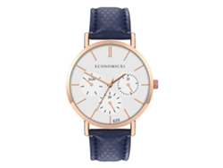Reloj De Pulsera De Cuarzo Sencillo Para Mujer Con Correa De Pu Azul Marino.