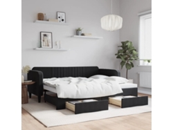 Sofá Cama Nido Con Cajones Terciopelo Negro 90x200 Cm