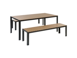 Conjunto de comedor 6 plazas de metal negro/madera clara BELIANI Nardo