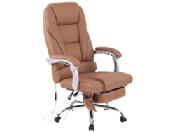 Sillón de oficina Pacific de piel auténtica con función de masaje marrón claro CLP