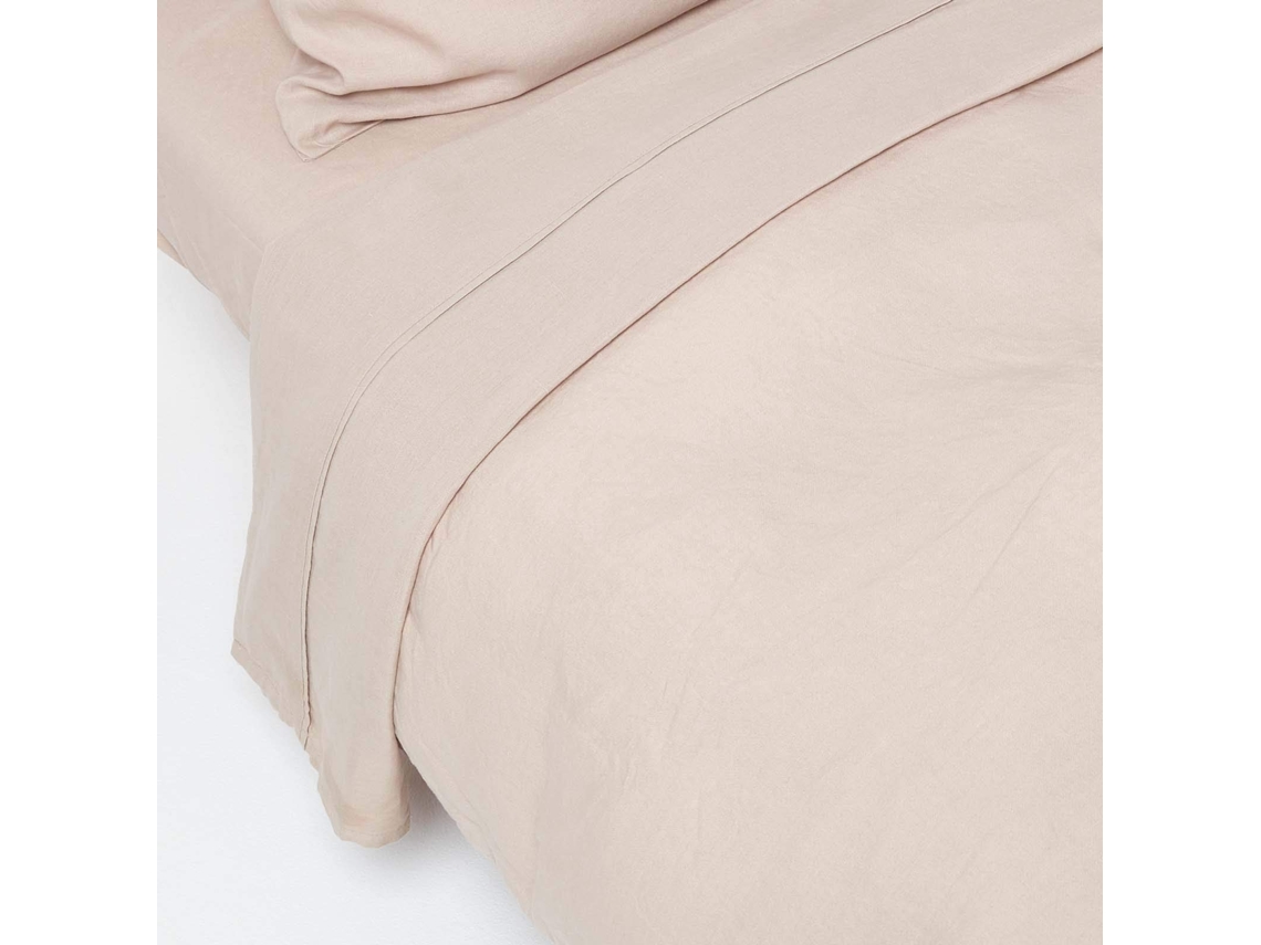 Homescapes Natural European Size Linen Flat Sheet, 240 X 300 Cm