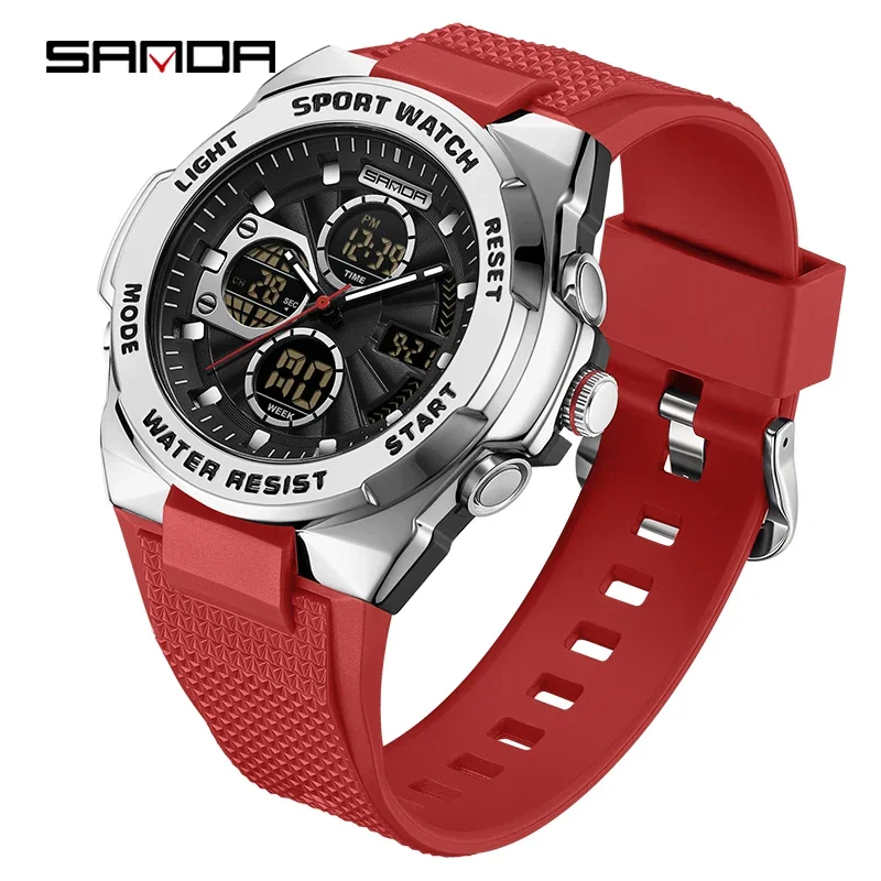 Reloj Deportivo Elegante Con Alarma, Cronómetro, Luz Led, Visualización De Doble Zona Horaria Y Resistencia Al Agua.