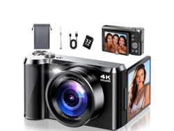 Cámara Digital 4k, Enfoque Automático Rápido De 0,2 S, Pantalla Abatible De 180º, 48 Mp (negra).