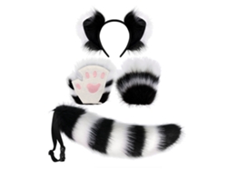Conjunto De Tiara Con Orejas, Cola Y Guantes De Garras De Zorro Para Cosplay Y Fiestas.