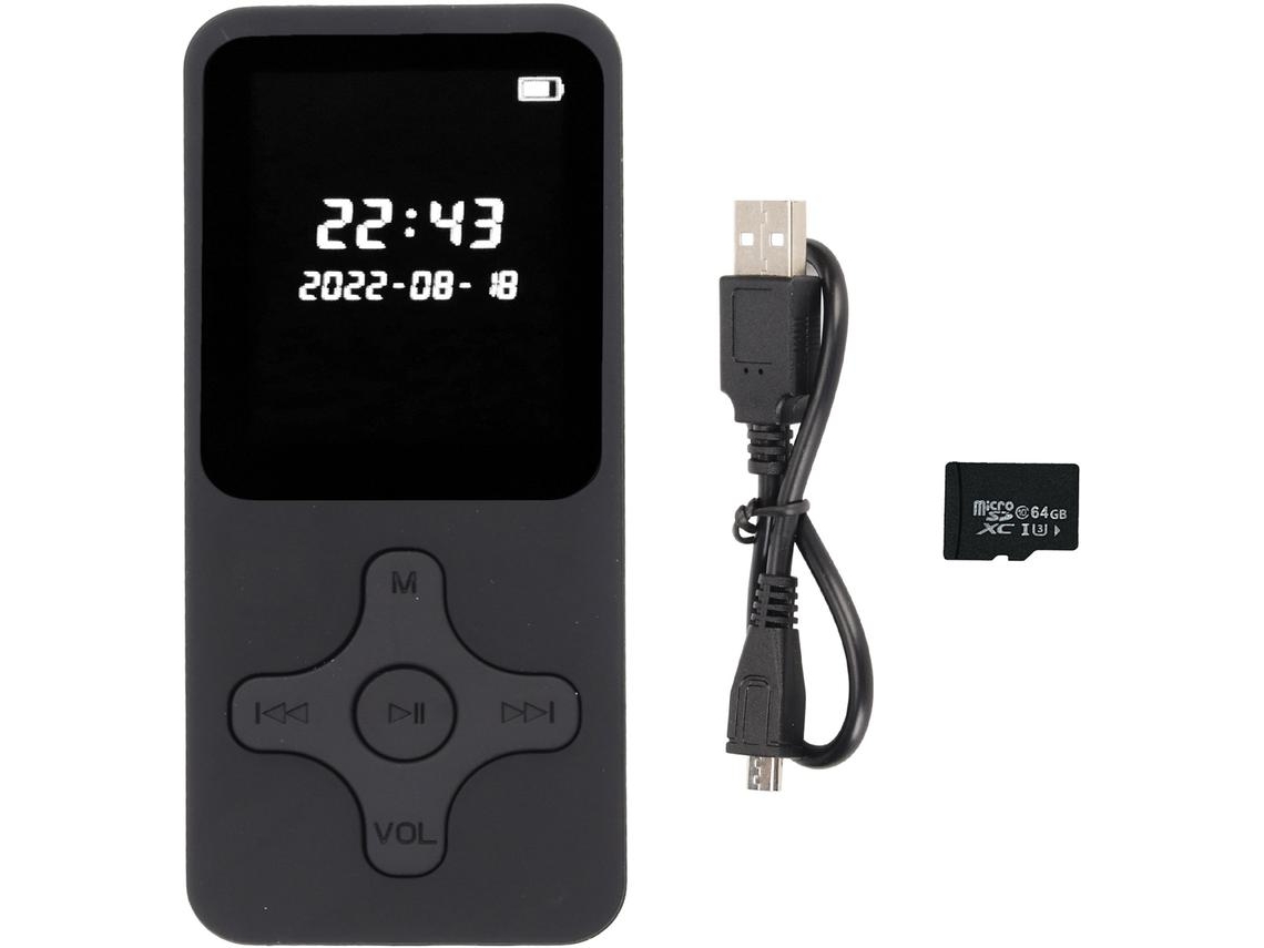 Reproductor MP3/MP4 YIZHOOD 01A Pantalla digital LCD de 1.77Inch (64G - Negro)