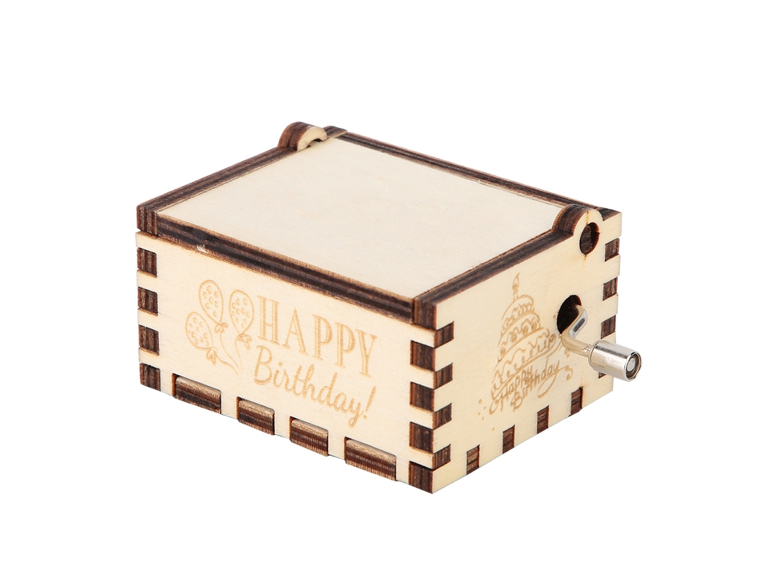 Caja de música vintage de madera blanca grabada, regalo de cumpleaños para niños, estilo retro.