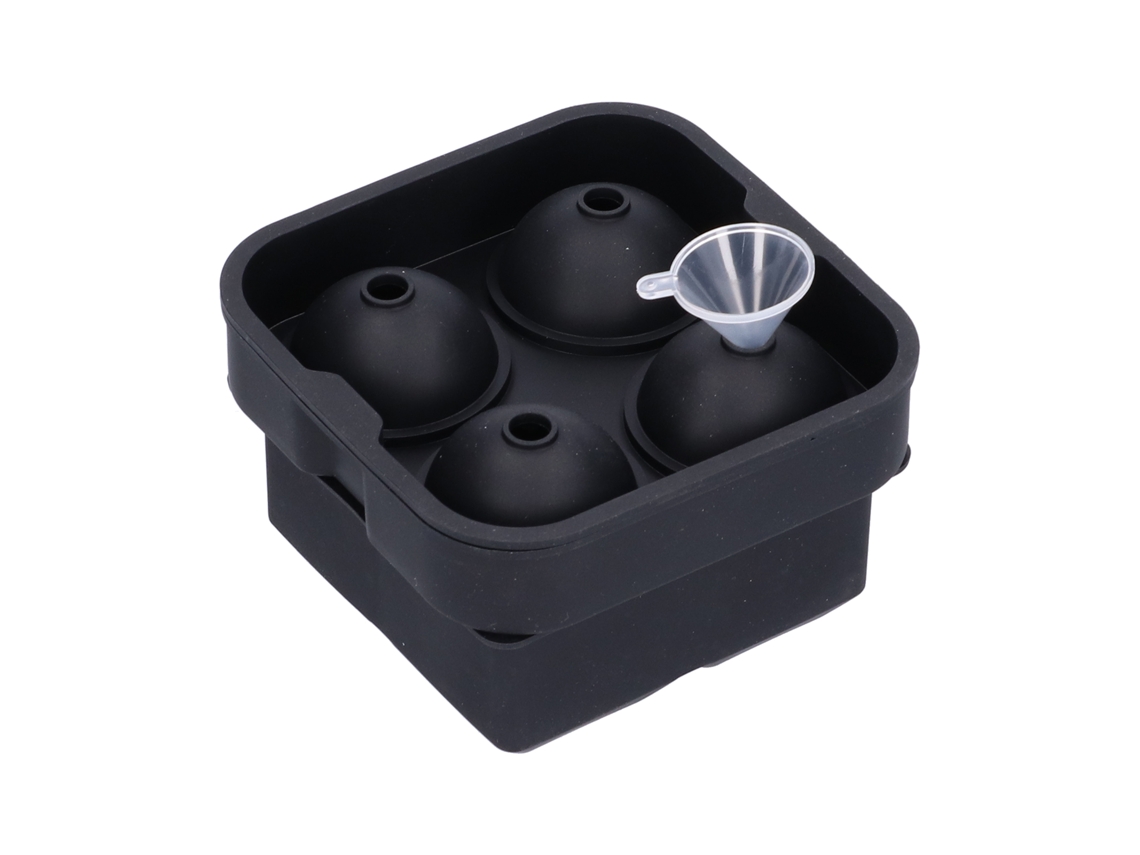 2 Moldes De Silicona Reutilizables Para Hielo, 4 Tamaños Para Cubos Y Bolas, Color Negro Con Embudo.