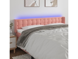 Cabecero Con Led De Terciopelo Rosa 183x16x78/88 Cm