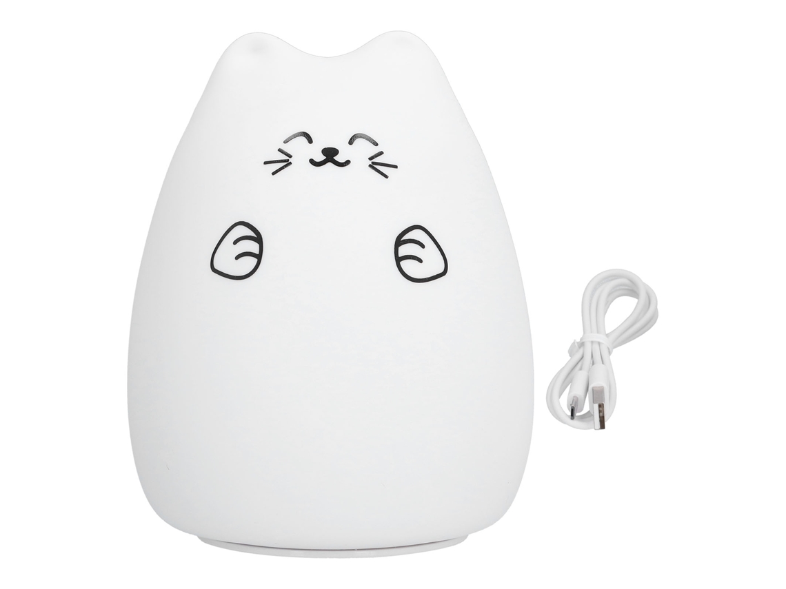 Lámpara Táctil Con Forma De Gato, De Silicona, Led Rgb, Recargable Por Usb, Luz Nocturna Para Dormitorio.