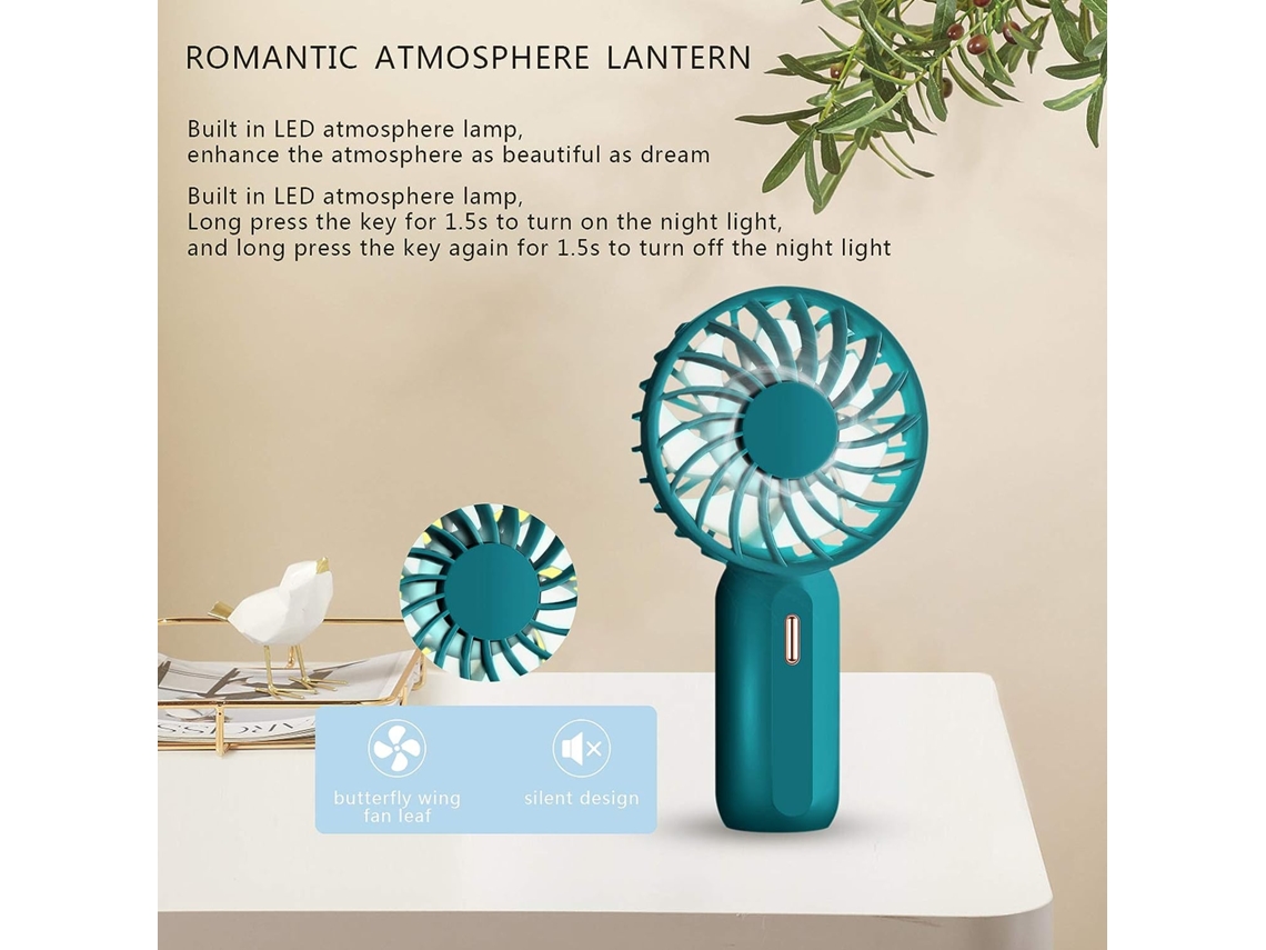 Mini Ventilador  USB de bolsillo ajustable de 3 velocidades Recargable por USB Ideal para dormir en viajes de oficina JEIIBRZUI