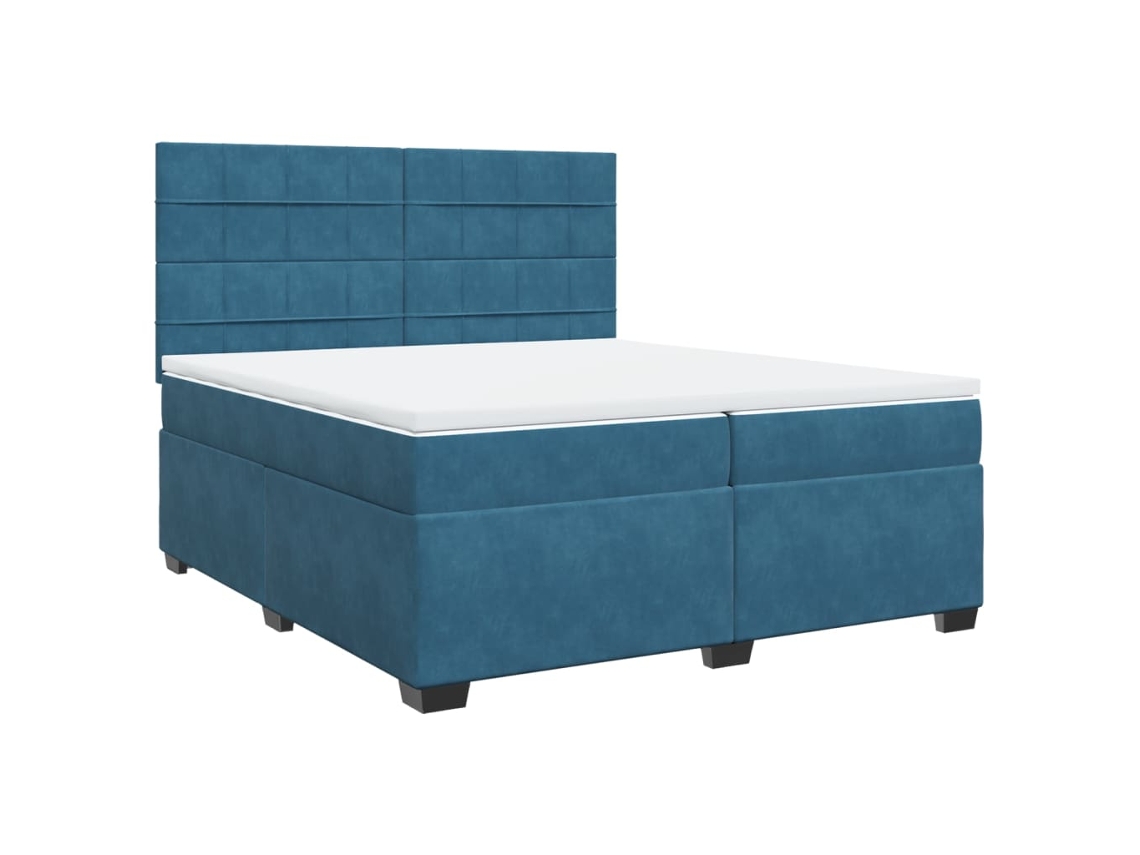 Maison Exclusive - Cama Box Spring Con Colchón Terciopelo Azul 200x200 Cm