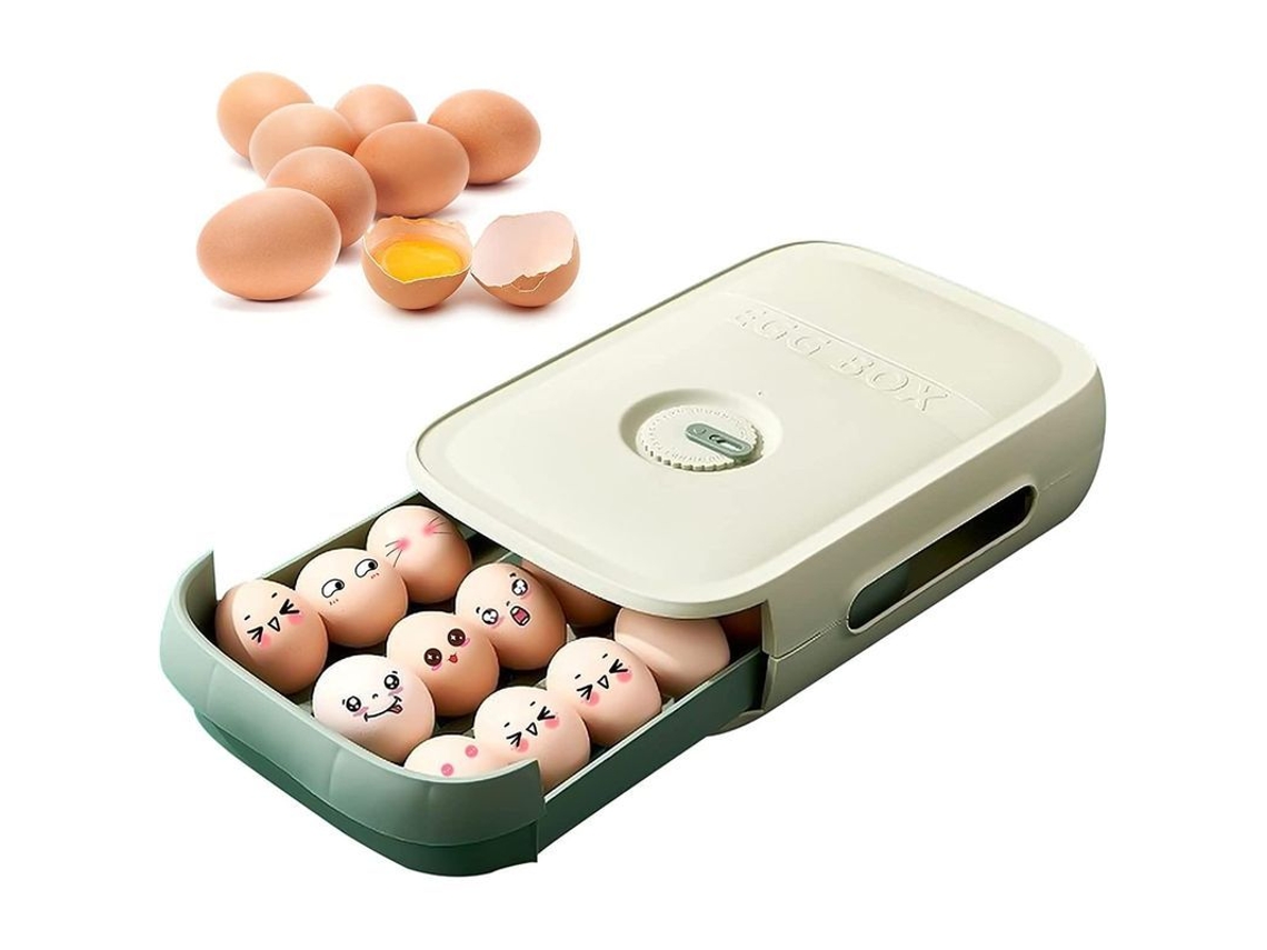 2026-caja De Almacenamiento De Huevos De Cajón Plástico Apilable Para Nevera Con 18-20 Huevos Material Pp Verde