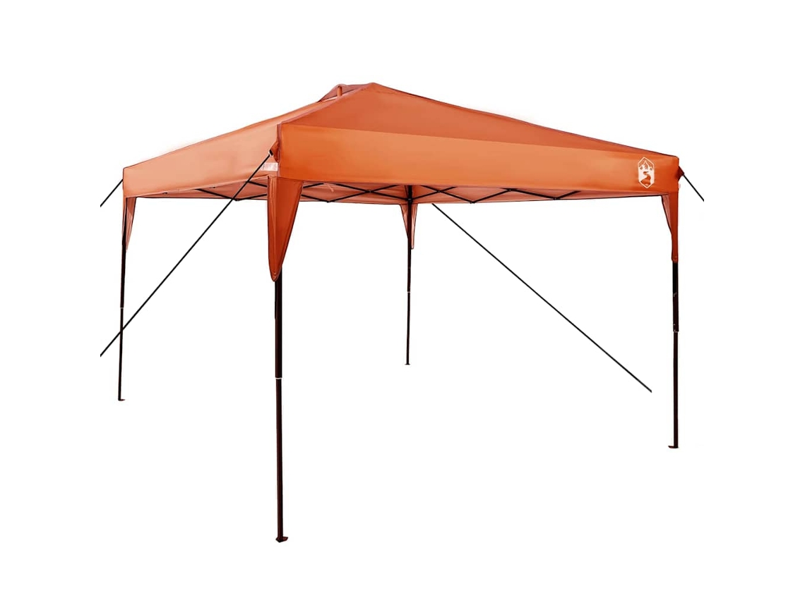 Toldo manual naranja para tienda de campaña, 290 x 290 x 251 cm, de tela.