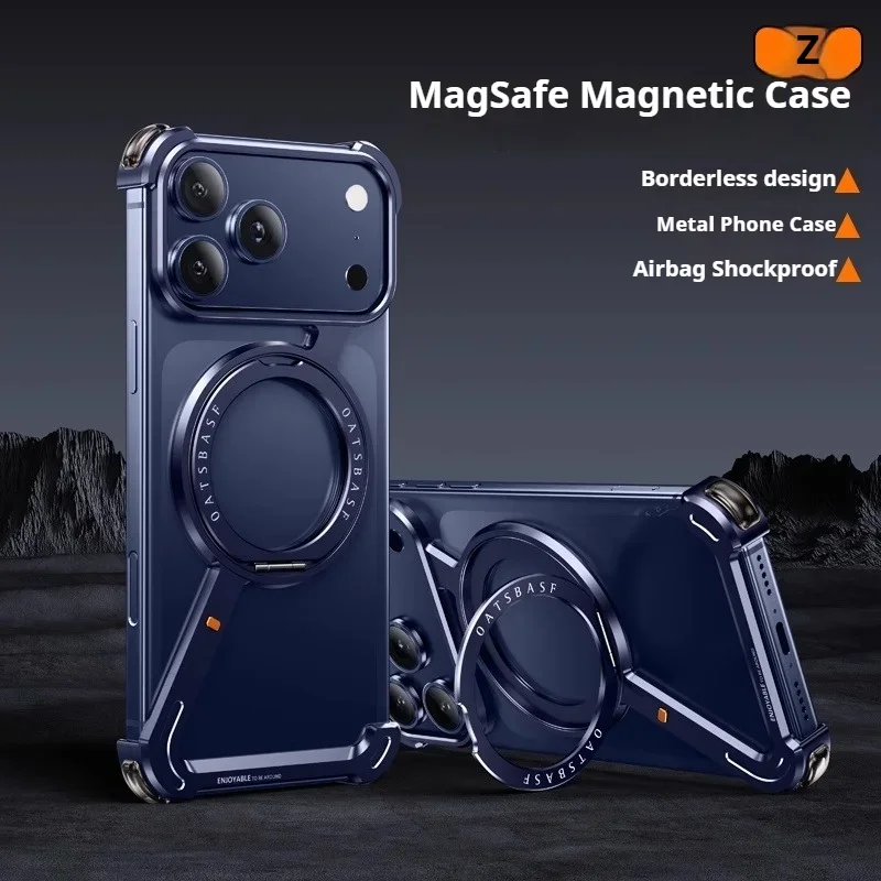 (iphone 17 Pro Max Azul) Funda Protectora Con Carga Inalámbrica, Compatible Con Soporte De Anillo Magsafe, Rotación De 360°.