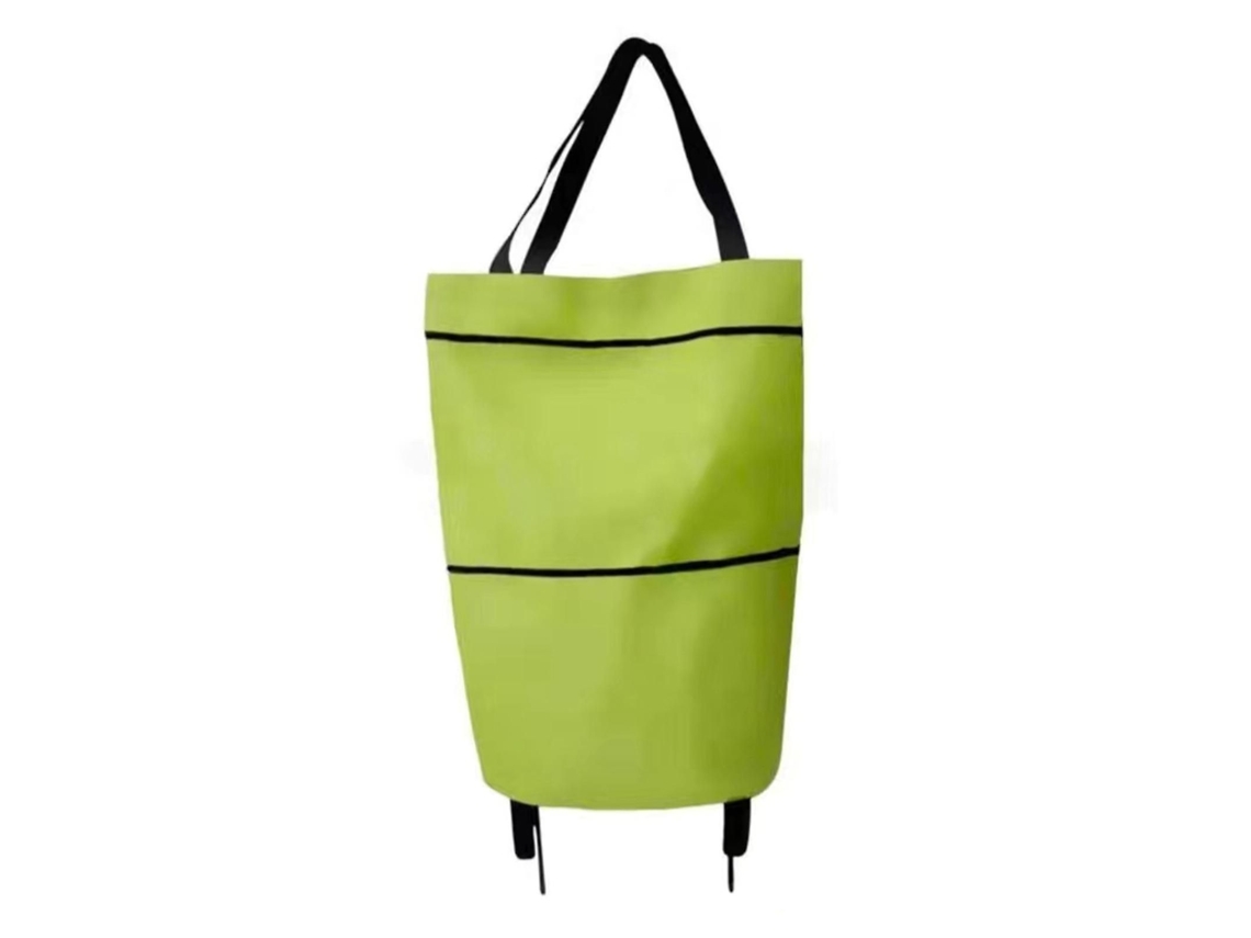 Bolsa de la compra plegable verde con ruedas, color liso, expandible, de tela Oxford. GOKOCO