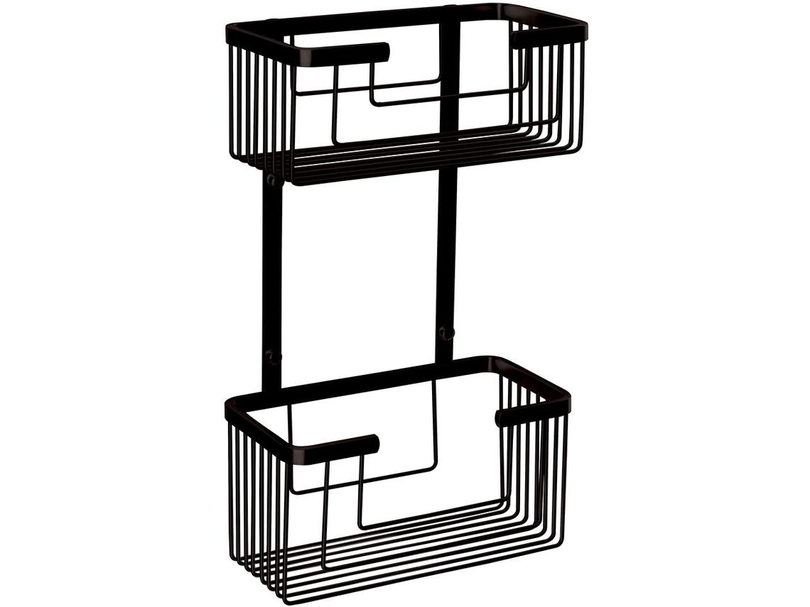 Cesta Portagel rectangular doble acabado negro mate fabricado en latón
