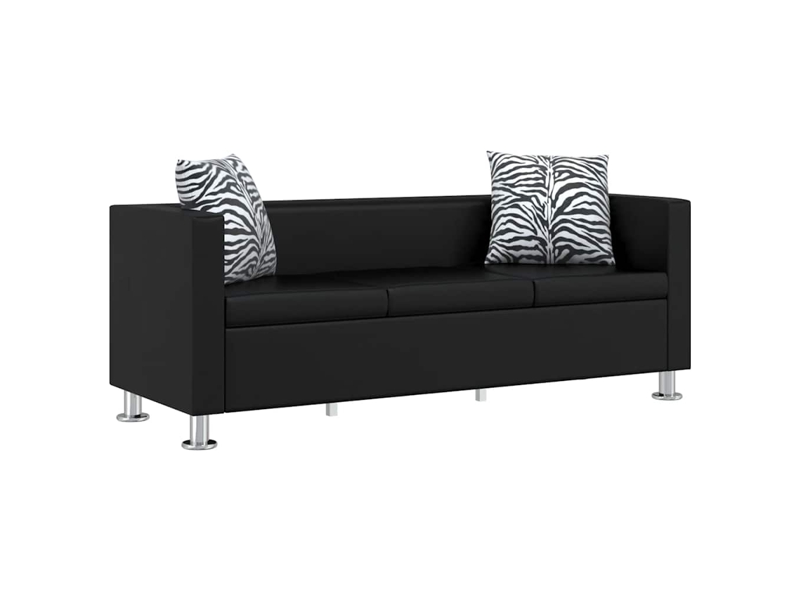 Maison Exclusive - Sofá De 3 Plazas De Cuero Artificial Negro