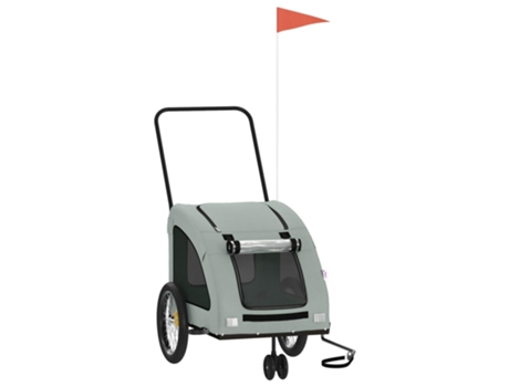 vidaXL Remolque de bicicleta mascotas hierro tela Oxford gris