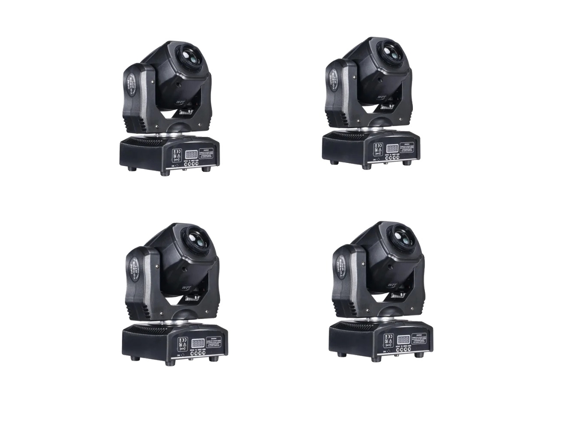 Foco móvil, 7 gobos, control DMX512, 4 luces, enchufe UE OEM