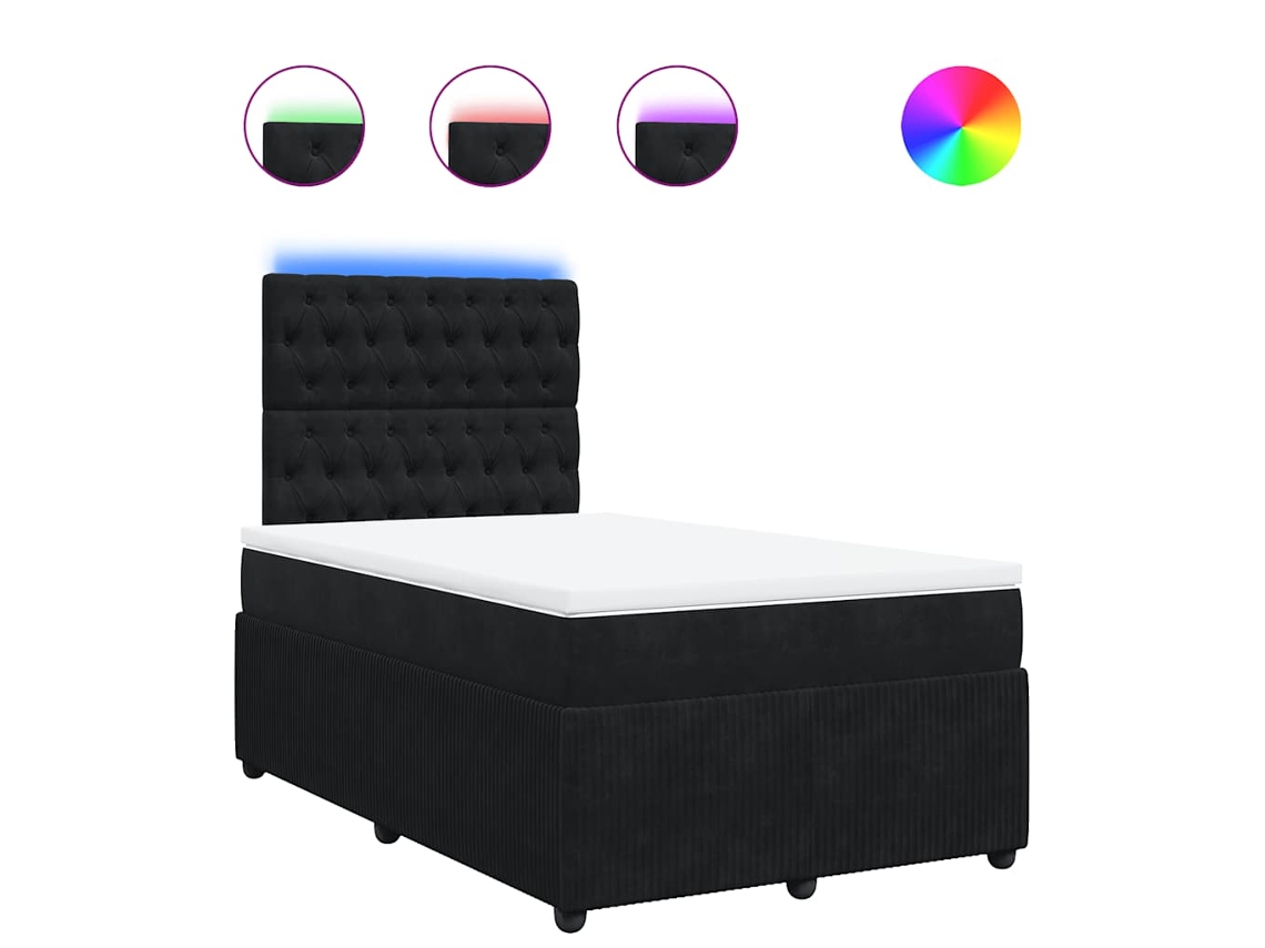 Maison Exclusive - Cama Box Spring Con Colchón Terciopelo Negro 120x190 Cm