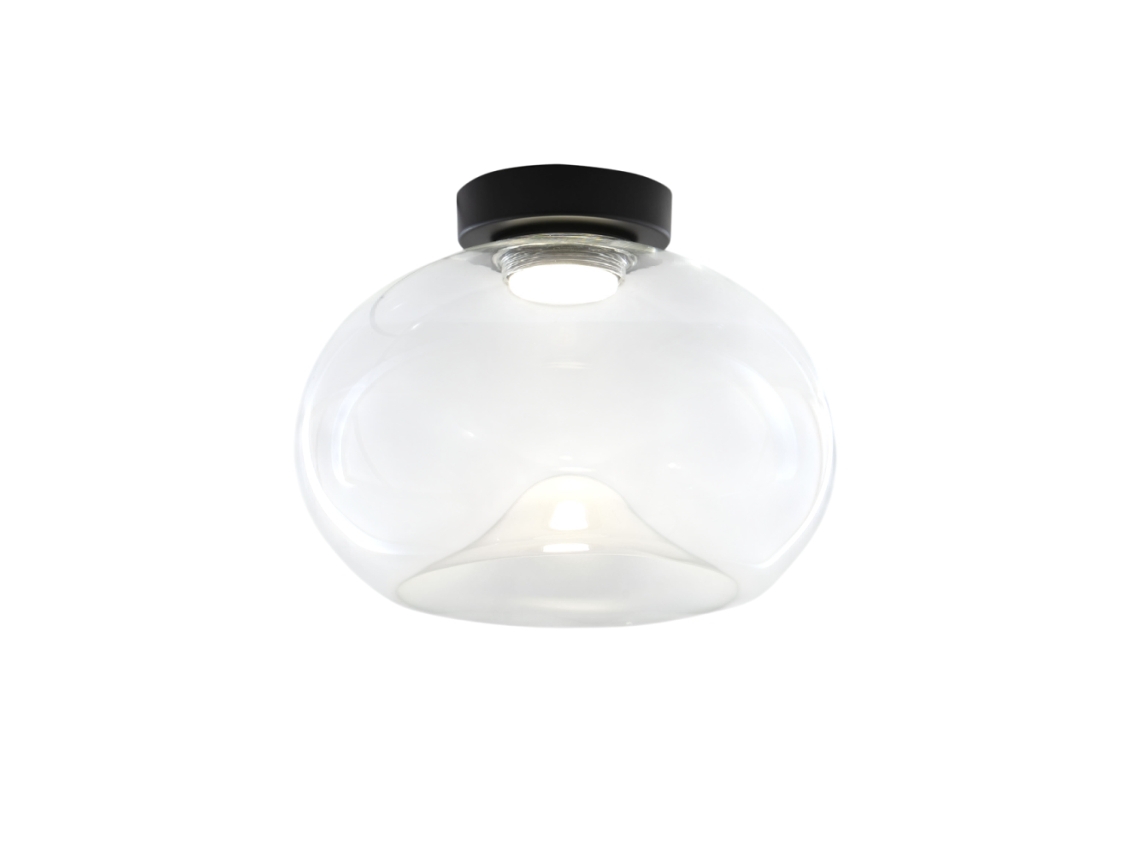 Lámpara de techo redonda Brena con LED integrado; aplique de pared LED transparente cóncavo regulable Fabas Luce de 19 W.