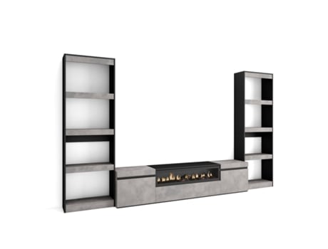 Muebles de Salón para TV 320x186x35cm Para TV hasta 80 Chimenea eléctrica Cemento