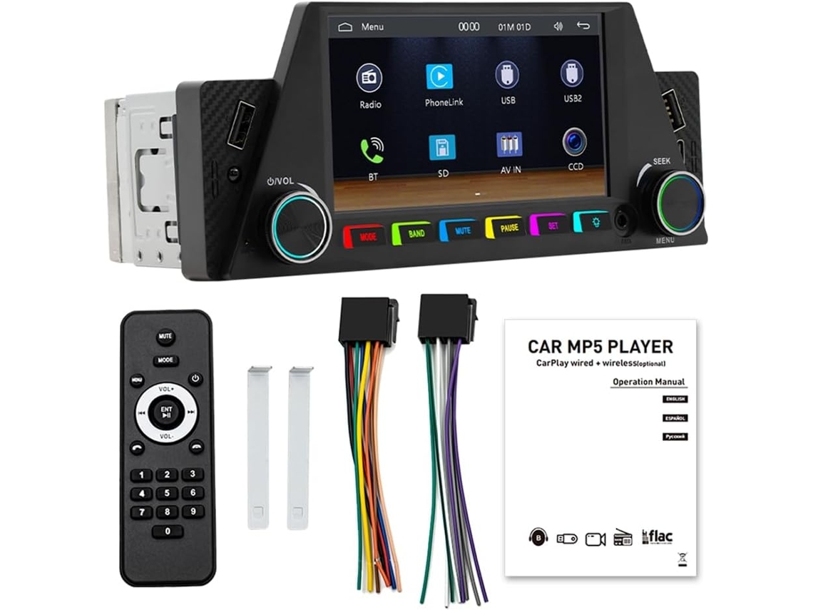Pantalla De Radio Portátil Bluetooth Para Coche De 4,7 Pulgadas (1 Din)