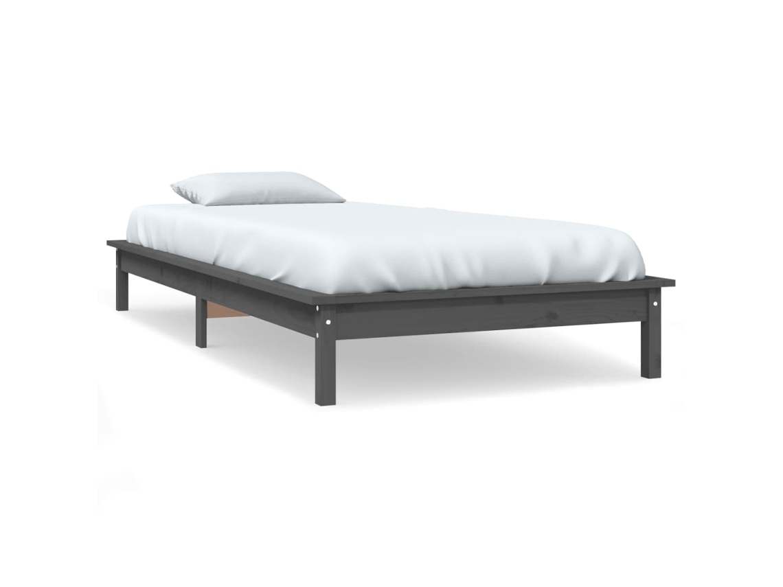 Maison Exclusive - Estructura De Cama Madera Maciza De Pino Gris 100x200 Cm