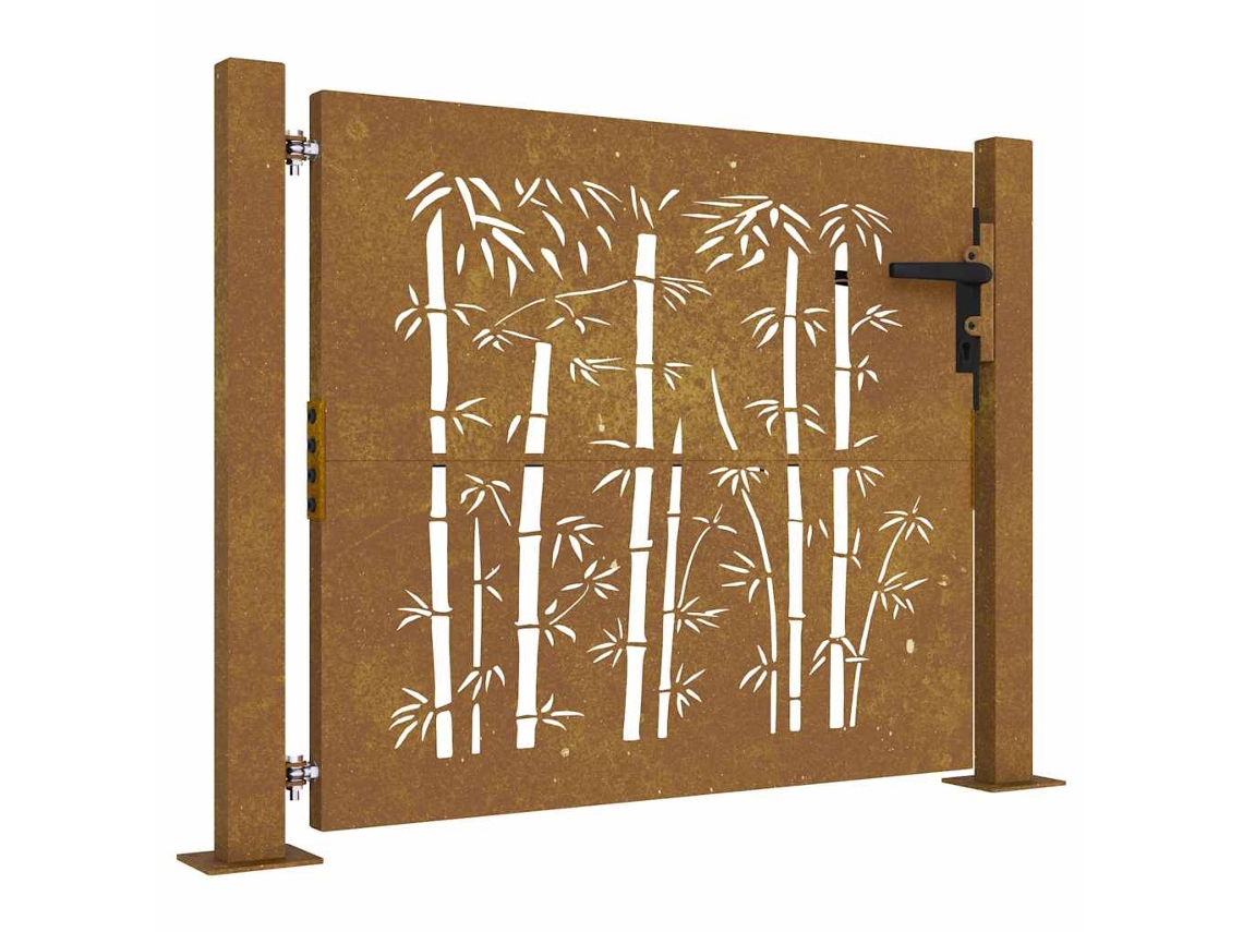 Maison Exclusive - Puerta De Jardín 100x100 Cm De Acero Corten Con Diseño De Bambú