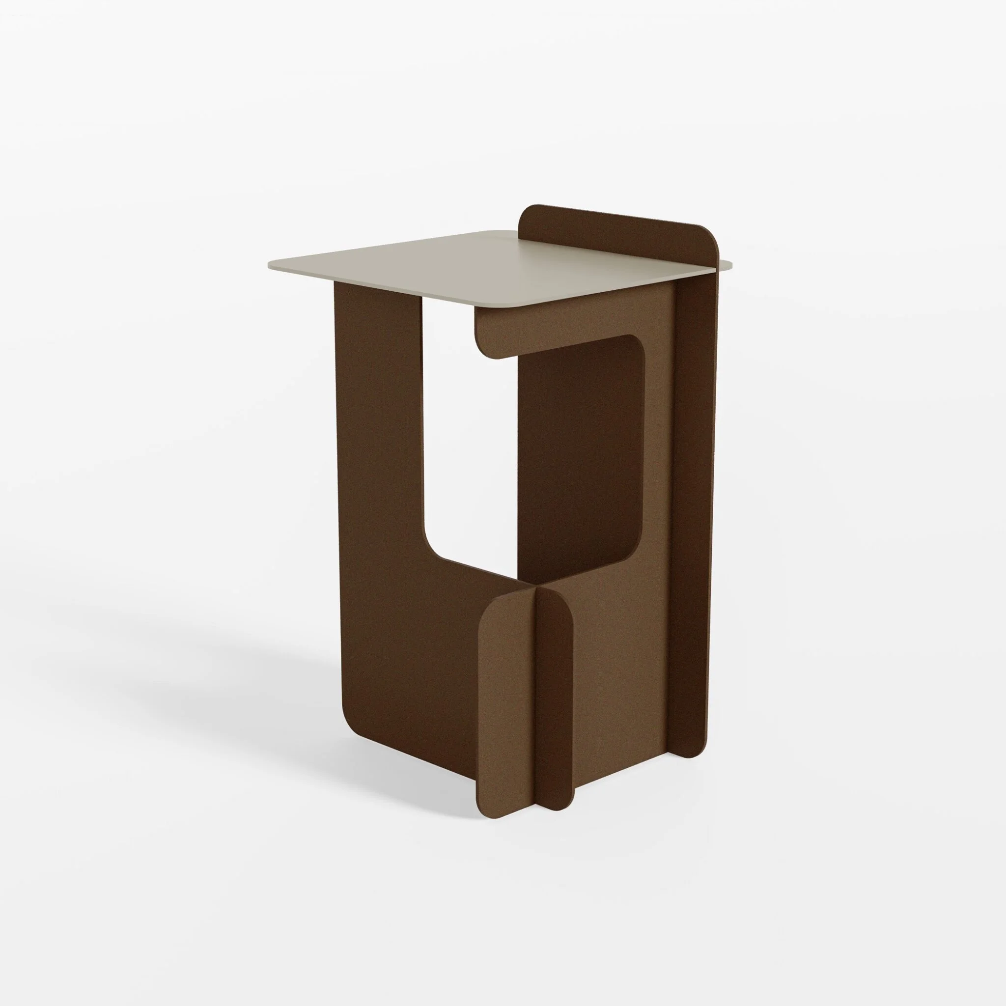 Mesa auxiliar alta BPLAN de acero corten 35 x 35 x 57 cm