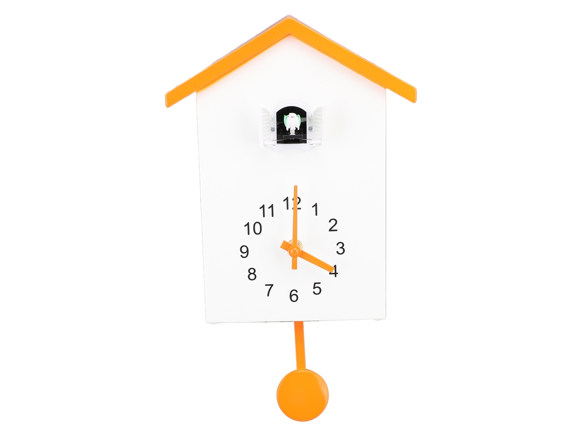 2026 Store-reloj De Pared Con Casa De Pájaros Y Pendulo Voz De Ave Decorativo Estilo Moderno Para Oficina Dormitorio Sala Naranja