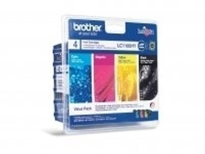 Pack 4 cartuchos de tinta Original BROTHER LC1100HYVALBP negro, cian, magenta y amarillo 900 páginas negro / 900 páginas color
