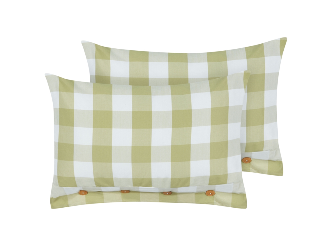 Juego de cojines estilo cottage BELIANI Tamnine de Poliéster Verde 40x60x12