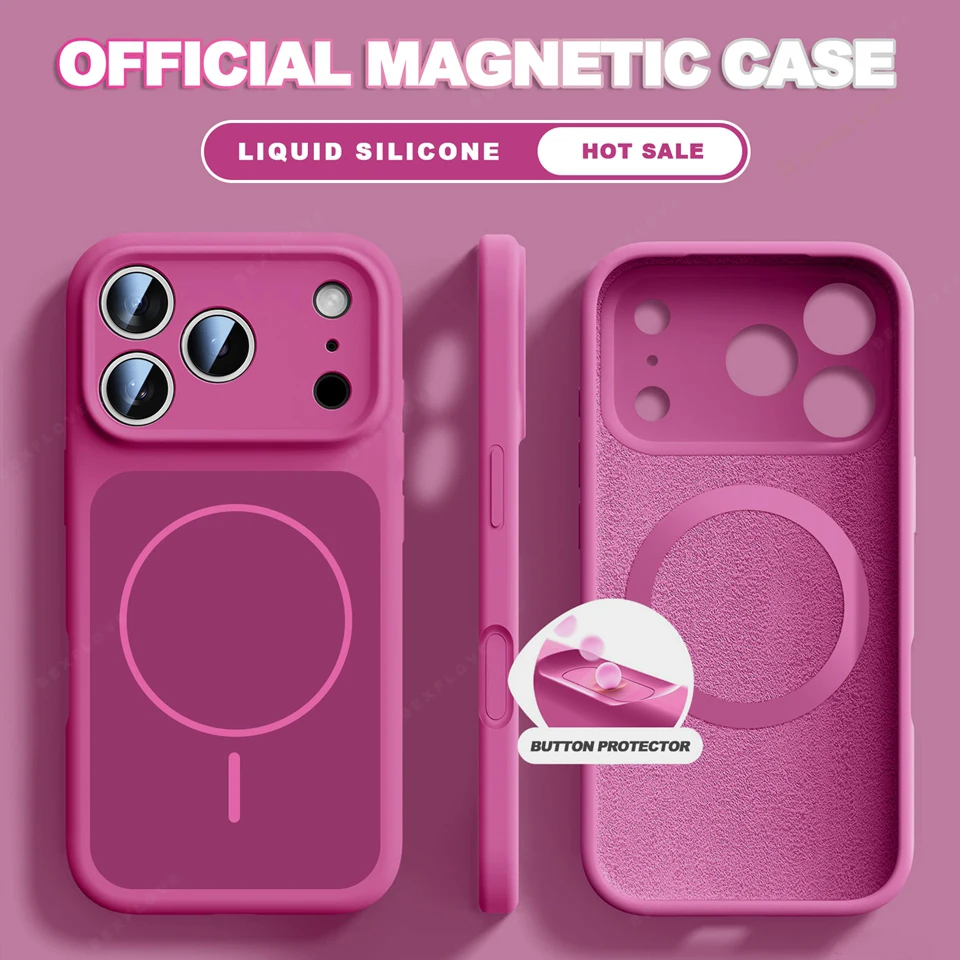 (iphone Air, Rojo) Funda Magnética Magsafe De Silicona Líquida Para Teléfono, Apta Para Iphone, Funda Suave A Prueba De Golpes.