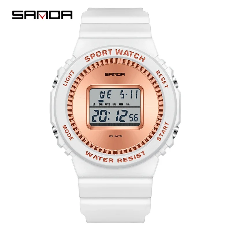 Reloj Deportivo (oro Rosa), Cronómetro Multifuncional Con Temporizador De Cuenta Regresiva, Resistente Al Agua, Reloj Digital Para Estudiantes.