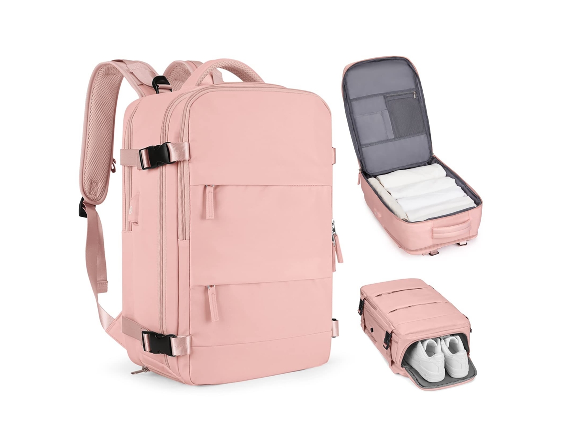 Mochila de viaje, 42x30x15cm, con compartimentos para artículos secos y mojados. Rosa Hexinyigjly