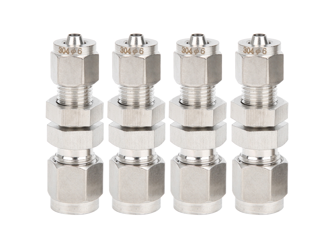 2026velora-4 Piezas Conector De Pared Recto De Compresión 2-touch Con Ferrules Acero Inoxidable 304 Ф6x4