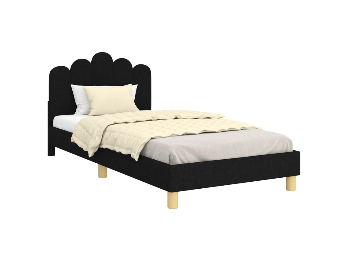 Maison Exclusive - Cama Para Niños Con Cabecero Negro 80 X 200 Cm Tela