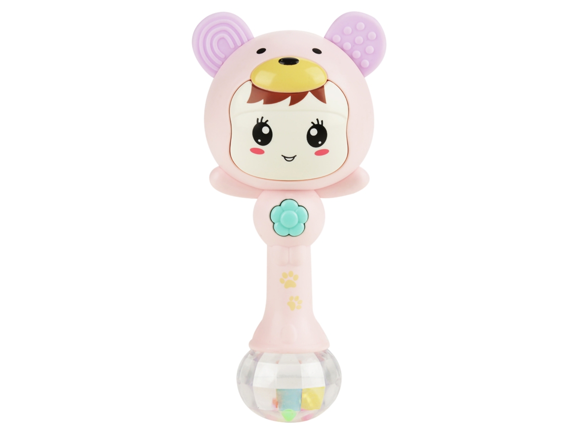 Bonito Sonajero Electrónico Musical Con Forma De Dibujos Animados Para Bebés, Con Luz Y Sonido - Rosa
