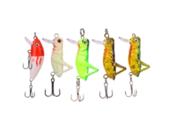 Danu26-set De 5 Señuelos Artificiales De Pesca Duros Lifelike: Saltamontes Y Minnow, Cebo Universal Para Agua Dulce
