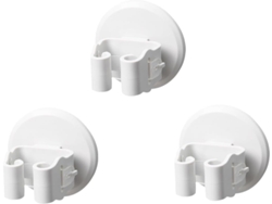 Juego 3 Soportes Fregona Montaje Pared Ventosa Blanca Clip
