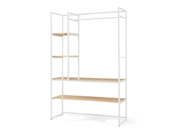Perchero Horgau con 3 compartimentos y 2 estantes, 180x120x40cm, efecto roble, [EN.CASA]