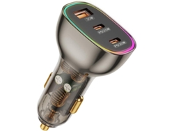 Cargador De Coche Transparente Con Encendedor De Cigarrillos Y 3 Adaptadores Usb Portátiles