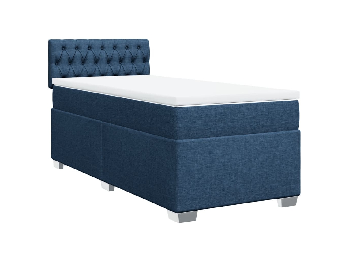 Maison Exclusive - Cama Box Spring Con Colchón Tela Azul 90x200 Cm