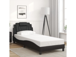 Estructura De Cama Sin Colchón Cuero Sintético Negro 80x200 Cm